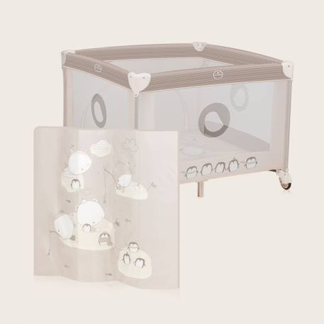 Parc bébé bonnie 100 x 96 cm avec matelas, roulettes et sac de transport Beige sand+Blue navy+Grey stone 3 - vertbaudet enfant 