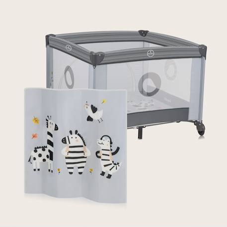 Parc bébé bonnie 100 x 96 cm avec matelas, roulettes et sac de transport Beige sand+Blue navy+Grey stone 15 - vertbaudet enfant 