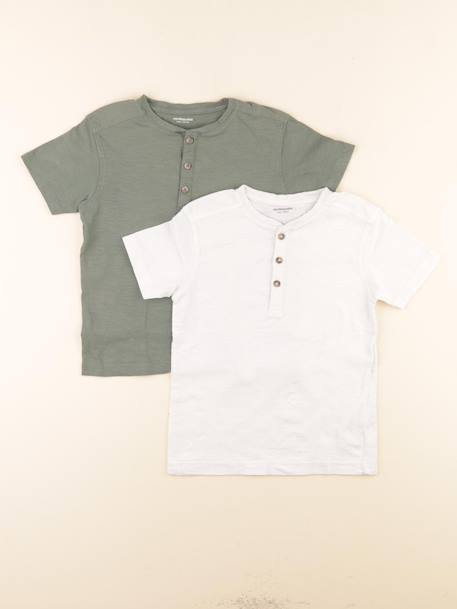 Lot de 2 tee-shirts - 5 ans Blanc, vert 1 - vertbaudet enfant 