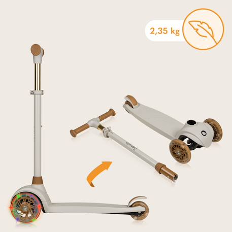 Trottinette enfant 3 roues jessy avec roues lumineuses et hauteur réglable Grey brown+Grey green+Pink rose 6 - vertbaudet enfant 