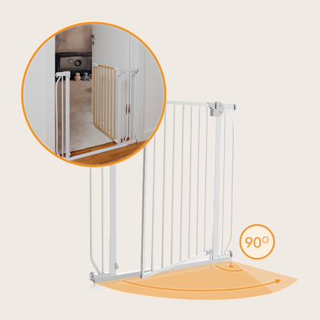 Barrière de sécurité bébé truus slim 75-105 cm à fixation par pression sans perçage Grey+White 5 - vertbaudet enfant 