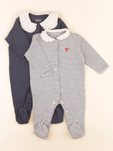 Lot de 2 pyjamas coton - 6 mois Bleu 1 - vertbaudet enfant 