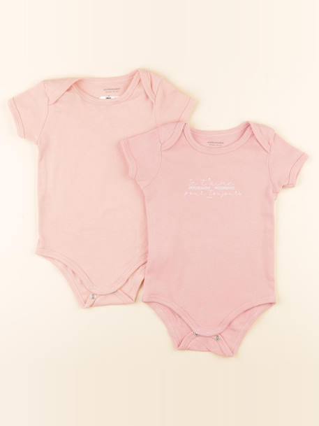 Lot de 2 bodies coton - 18 mois Rose 1 - vertbaudet enfant 