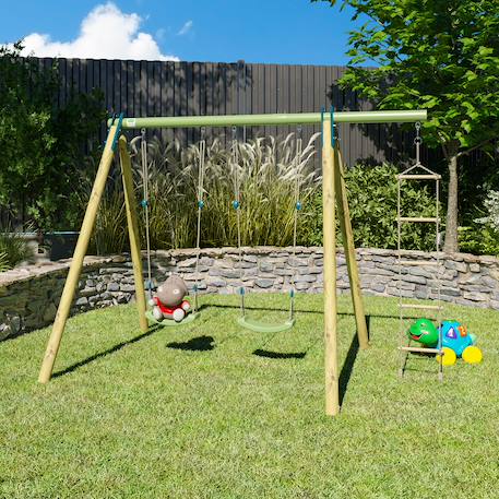 Portique balançoire piki avec échelle de corde pour enfants Bois 5 - vertbaudet enfant 