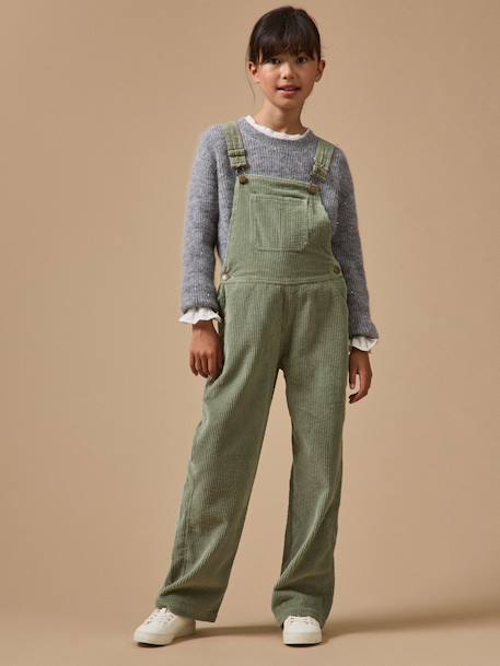 Salopette en velours côtelé fille Vert pastel 4 - vertbaudet enfant 