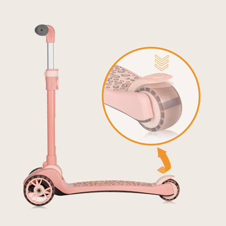 Draisienne trottinette évolutive franky jusqu’à 50 kg avec roues lumineuses et panier Beige+Pink rose 10 - vertbaudet enfant 