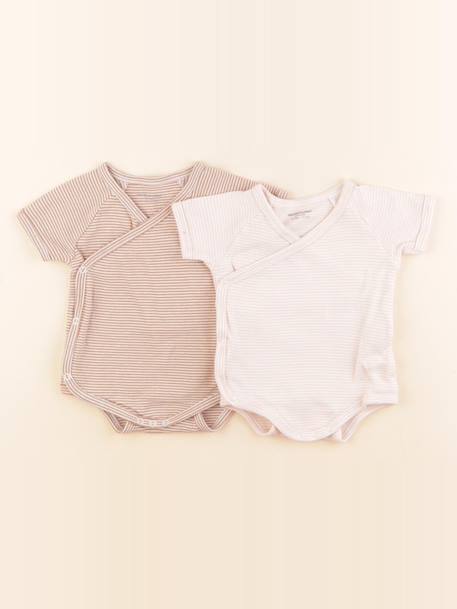 Lot de 2 bodies en coton - 9 mois Rose 1 - vertbaudet enfant 