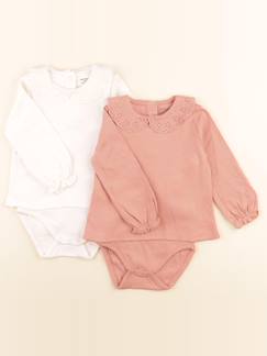 Seconde main-Fille-Lot de 2 bodies en coton - 12 mois
