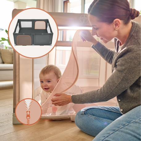 Grand parc bébé florence easy fold avec pliage rapide et sac de transport Beige sand+Grey graphite 9 - vertbaudet enfant 