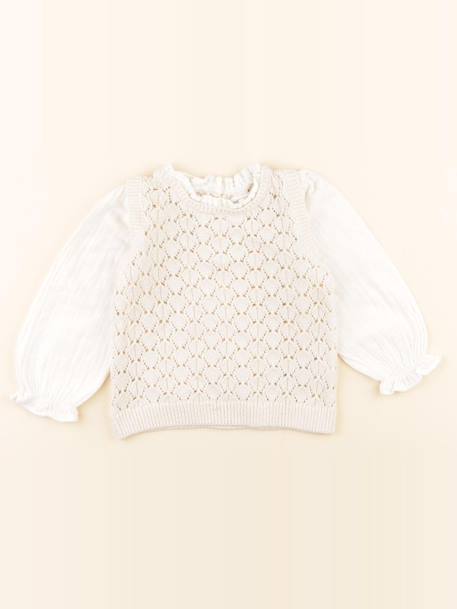 Pull - 12 mois Beige, blanc 1 - vertbaudet enfant 