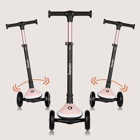 Trottinette 3 roues mey pliable avec roues lumineuses, hauteur réglable et panier Beige sand+Pink rose 8 - vertbaudet enfant 