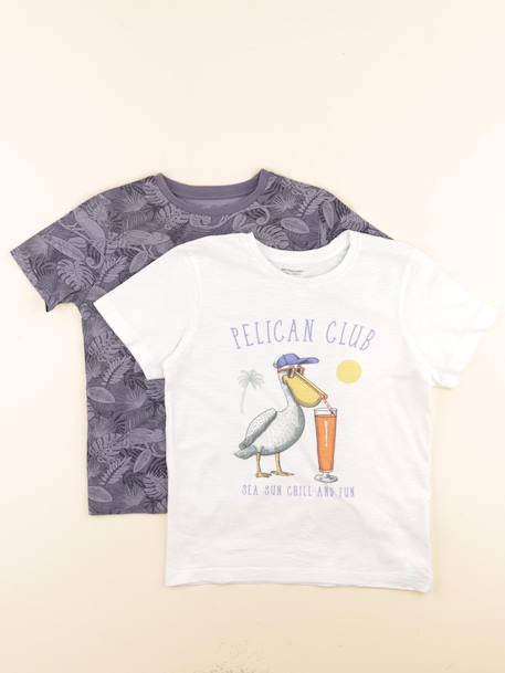 Lot de 2 tee-shirts - 8 ans Blanc, bleu 1 - vertbaudet enfant 
