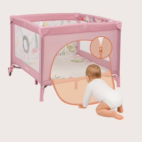Parc bébé mille 100 x 100 cm avec matelas haute densité, roulettes et jouets à velcro Grey beige+Grey green+Pink 16 - vertbaudet enfant 