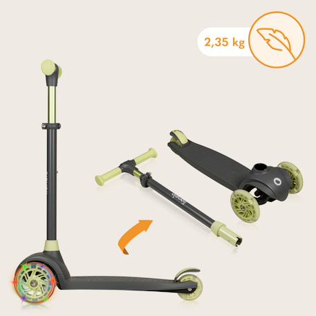 Trottinette enfant 3 roues jessy avec roues lumineuses et hauteur réglable Grey brown+Grey green+Pink rose 12 - vertbaudet enfant 
