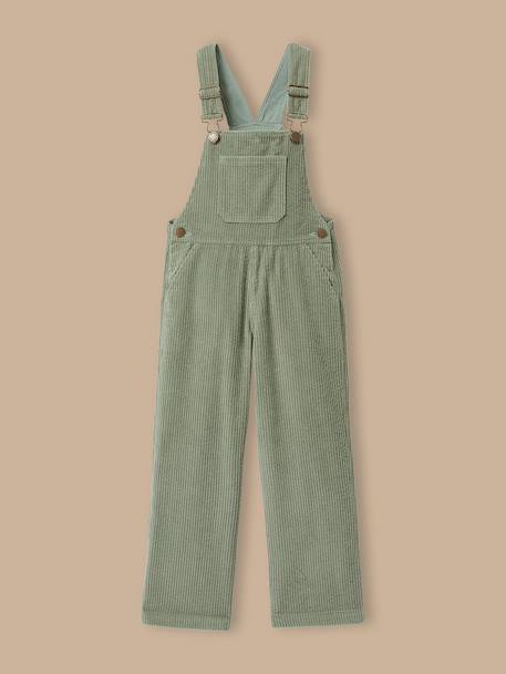 Salopette en velours côtelé fille Vert pastel 1 - vertbaudet enfant 