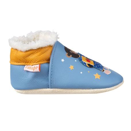 Chaussons cuir souple petit ours brun Bleu 1 - vertbaudet enfant 