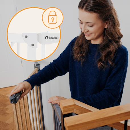 Barrière de sécurité bébé truus slim 75-105 cm à fixation par pression sans perçage Grey+White 8 - vertbaudet enfant 