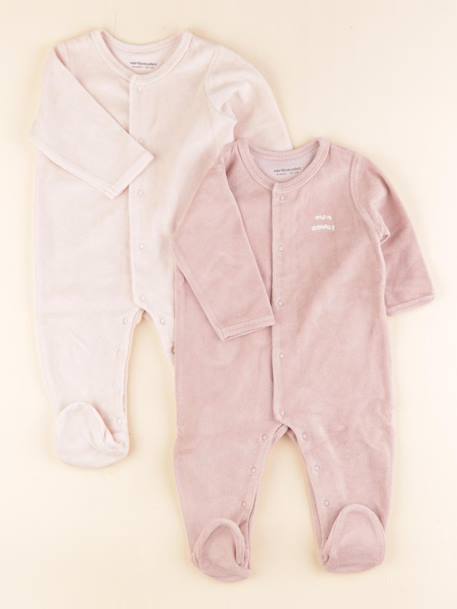 Lot de 2 pyjamas velours - 6 mois Rose 1 - vertbaudet enfant 