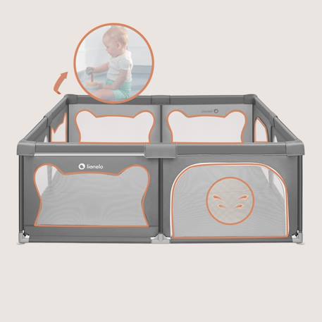 Grand parc bébé willow xl avec côtés en maille et grille de protection Beige sand+Grey concrete 10 - vertbaudet enfant 
