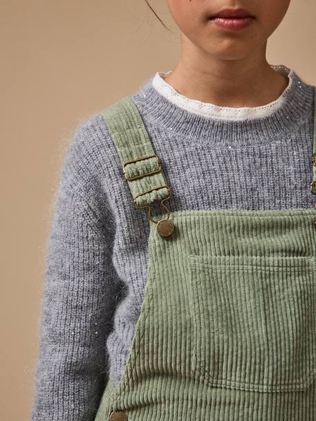 Salopette en velours côtelé fille Vert pastel 3 - vertbaudet enfant 