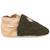 Chaussons bébé cuir souple bouclettes kaki-beige Vert 1 - vertbaudet enfant 