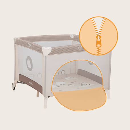 Parc bébé bonnie 100 x 96 cm avec matelas, roulettes et sac de transport Beige sand+Blue navy+Grey stone 6 - vertbaudet enfant 