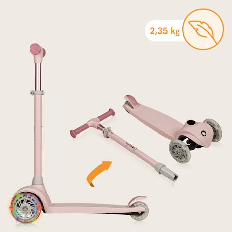 Trottinette enfant 3 roues jessy avec roues lumineuses et hauteur réglable Grey brown+Grey green+Pink rose 18 - vertbaudet enfant 