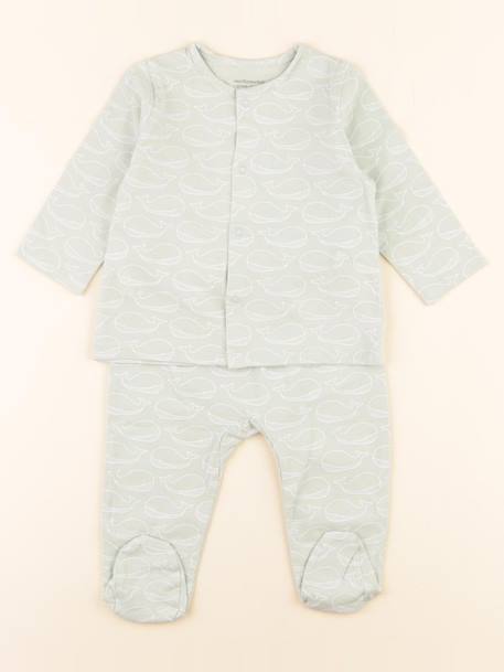 Pyjama coton - 6 mois Vert 1 - vertbaudet enfant 