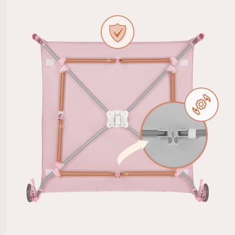 Parc bébé mille 100 x 100 cm avec matelas haute densité, roulettes et jouets à velcro Grey beige+Grey green+Pink 17 - vertbaudet enfant 
