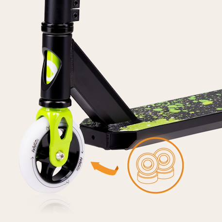 Trottinette acrobatique whizz avec guidon large et roulements abec-9 Black carbon yellow+Green lime black 9 - vertbaudet enfant 