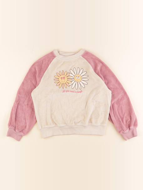 Sweat - 8 ans Beige, rose 1 - vertbaudet enfant 
