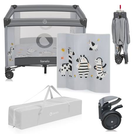 Parc bébé bonnie 100 x 96 cm avec matelas, roulettes et sac de transport Beige sand+Blue navy+Grey stone 13 - vertbaudet enfant 