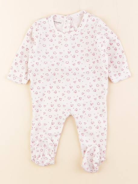 Pyjama coton - 1 mois Blanc, rose 1 - vertbaudet enfant 