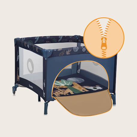 Parc bébé bonnie 100 x 96 cm avec matelas, roulettes et sac de transport Beige sand+Blue navy+Grey stone 12 - vertbaudet enfant 