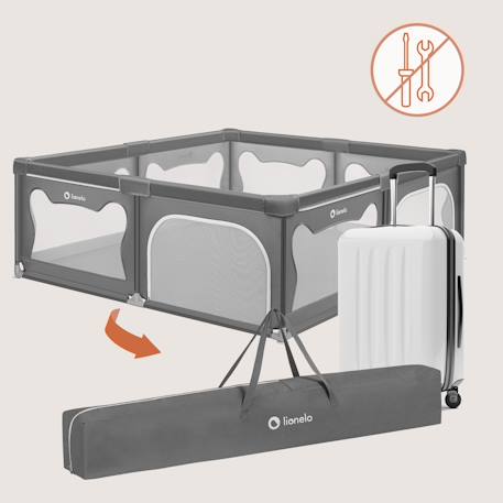Grand parc bébé willow xl avec côtés en maille et grille de protection Beige sand+Grey concrete 12 - vertbaudet enfant 