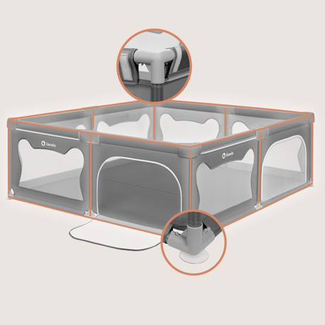 Grand parc bébé willow xl avec côtés en maille et grille de protection Beige sand+Grey concrete 11 - vertbaudet enfant 