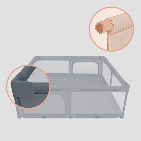 Grand parc bébé florence xl easy fold 180 x 200 cm avec pliage rapide et sac de transport Grey stone 6 - vertbaudet enfant 