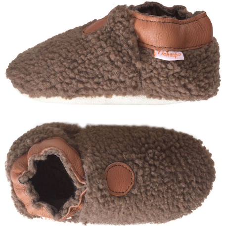 Chaussons bébé cuir souple Marron 1 - vertbaudet enfant 