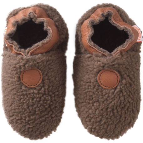 Chaussons bébé cuir souple Marron 2 - vertbaudet enfant 