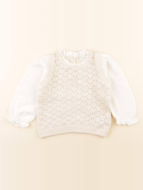 Pull - 18 mois Beige, blanc 1 - vertbaudet enfant 