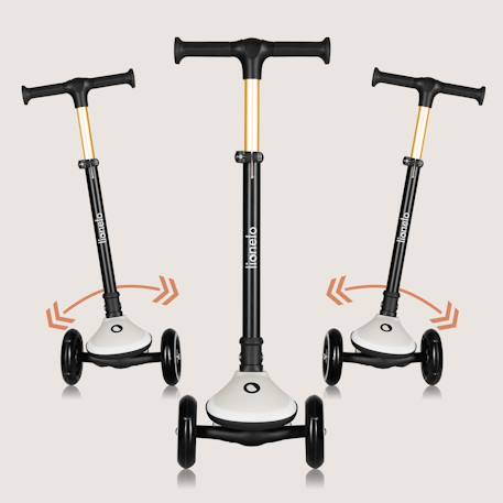 Trottinette 3 roues mey pliable avec roues lumineuses, hauteur réglable et panier Beige sand+Pink rose 2 - vertbaudet enfant 