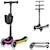 Trottinette 3 roues mey pliable avec roues lumineuses, hauteur réglable et panier Beige sand+Black onyx+Pink rose 7 - vertbaudet enfant 