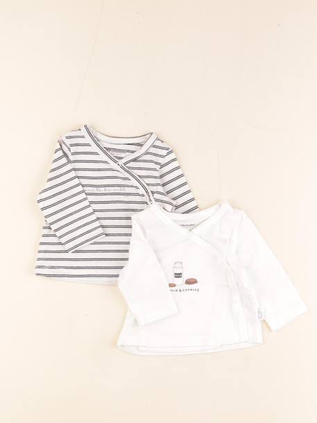 Lot de 2 tee-shirts - 3 mois Beige, blanc 1 - vertbaudet enfant 