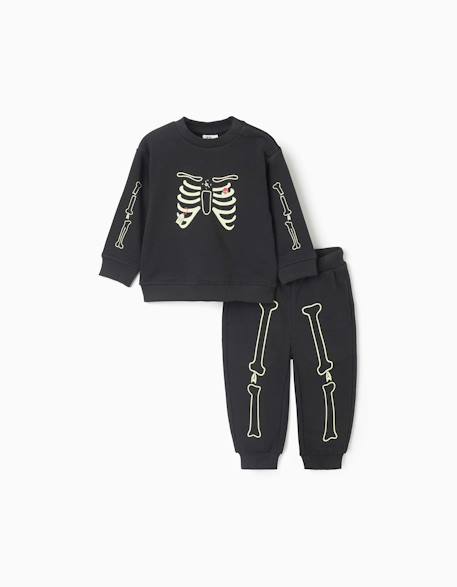 Ensemble de jogging en molleton avec imprimé qui brille dans le noir Noir 1 - vertbaudet enfant 