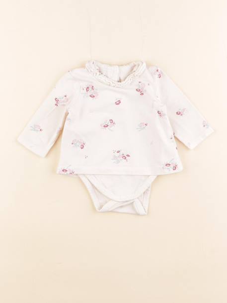 Body tee-shirt - 1 mois Beige, argent 1 - vertbaudet enfant 