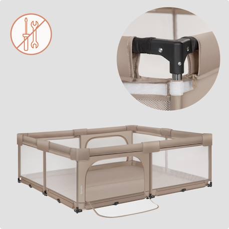 Grand parc bébé florence xl easy fold 180 x 200 cm avec pliage rapide et sac de transport Beige sand+Grey stone 3 - vertbaudet enfant 