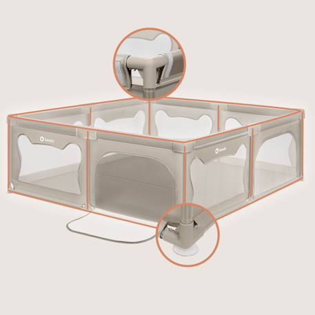 Grand parc bébé willow xl avec côtés en maille et grille de protection Beige sand+Grey concrete 5 - vertbaudet enfant 