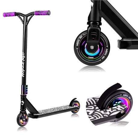 Trottinette acrobatique whizz jusqu’à 100 kg avec guidon large et roulements abec-9 Black carbon multicolor 1 - vertbaudet enfant 
