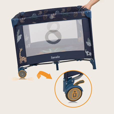 Parc bébé bonnie 100 x 96 cm avec matelas, roulettes et sac de transport Beige sand+Blue navy+Grey stone 10 - vertbaudet enfant 