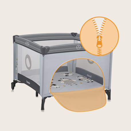Parc bébé bonnie 100 x 96 cm avec matelas, roulettes et sac de transport Beige sand+Blue navy+Grey stone 18 - vertbaudet enfant 
